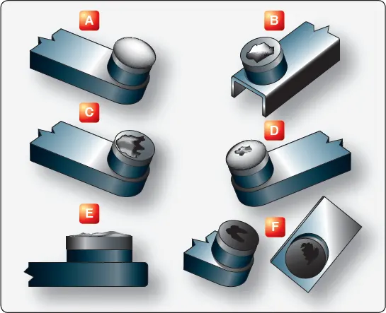 Illustration comparing different breaker contact surface conditions found during aircraft magneto inspection