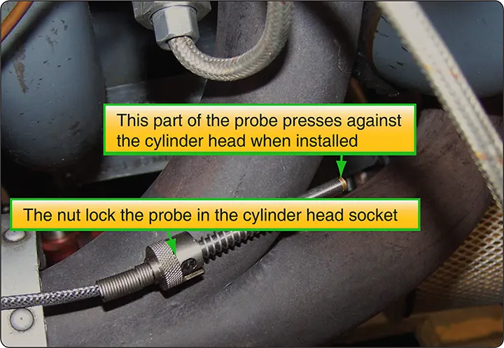 Bayonet-type cylinder head temperature (CHT) probe designed to measure an aircraft engine cylinder head's temperature during operation
