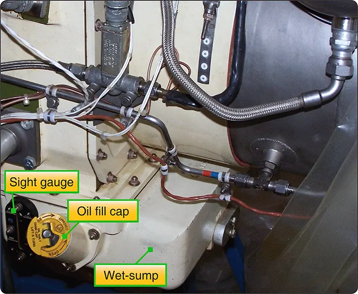 Aircraft turbine engine wet sump system