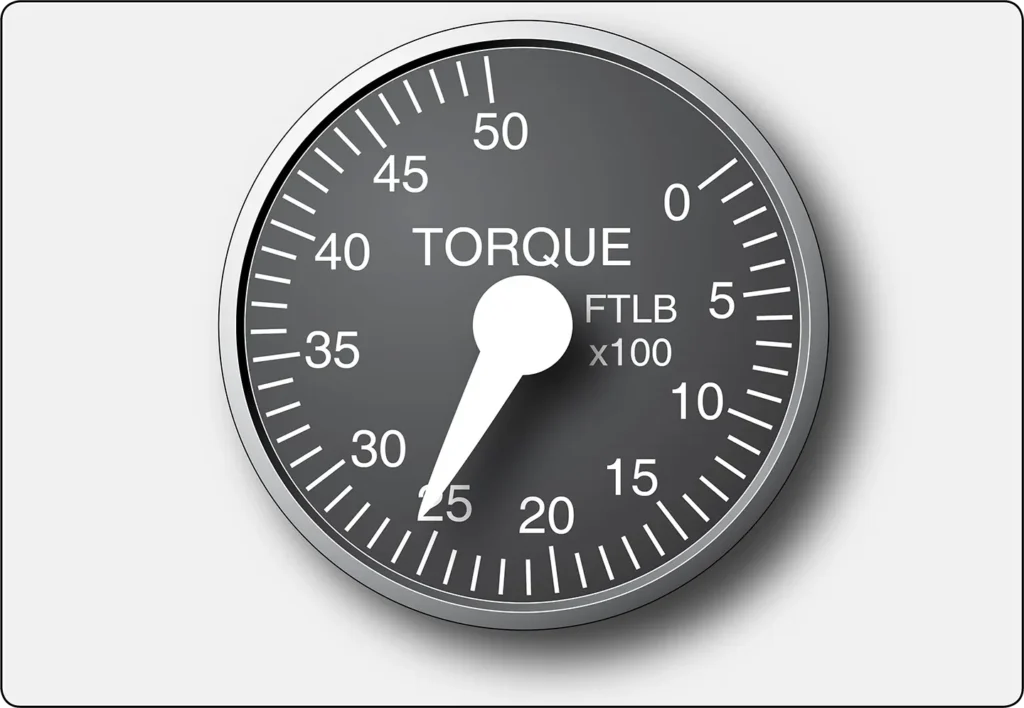 Torquemeter display showing the torque produced by an aircraft engine during ground testing to assess its power output