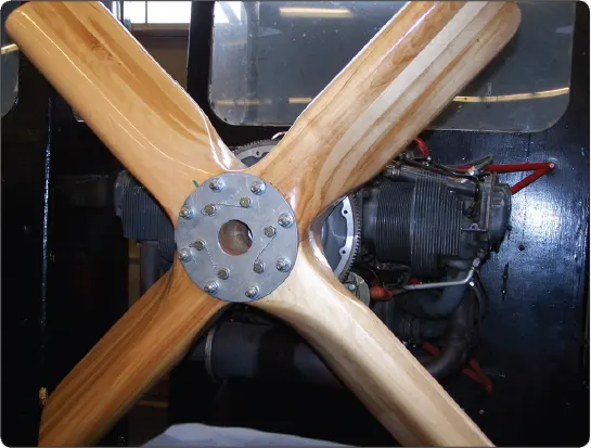 Short, sturdy test club propeller used during aircraft engine ground testing to absorb engine power and evaluate engine performance
