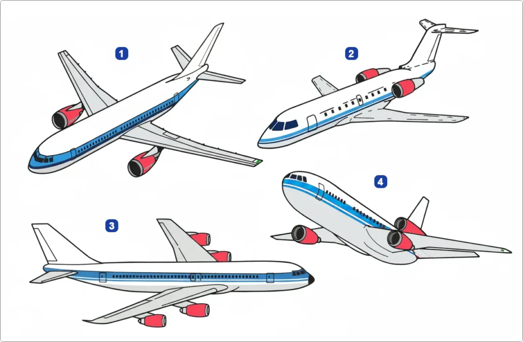 Illustration showing common locations of aircraft engine inlet ducts on different engine installation configurations