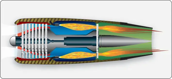 Single-stage turbine rotor assembly showing one row of turbine blades mounted around the rotor